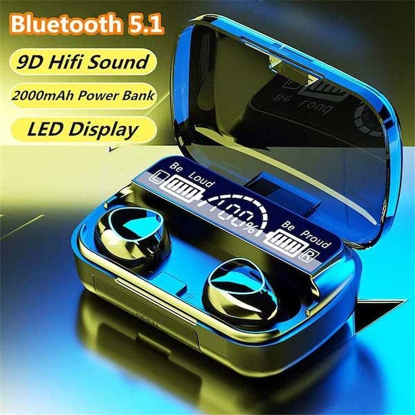 M10 tws Wireless Earphone Touch Bluetooth Earplug In Ear Stereo Sport Headsets cvc8.0 Digital Display Black Good